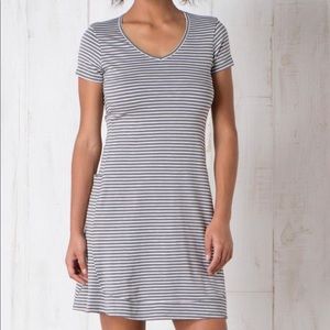 Toad & Co gray striped t-shirt dress